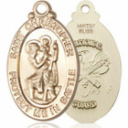 Large St Christopher National Guard Medal - 14kt Gold 1 1/8 x 5/8 Oval Pendant 1175 Large St Christopher National Guard Medal - 14kt Gold 1 1/8 x 5/8 Oval Pendant 1175