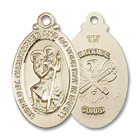 Large St Christopher National Guard Medal - 14kt Gold 1 1/4 x 5/8 Oval Pendant 4145 Large St Christopher National Guard Medal - 14kt Gold 1 1/4 x 5/8 Oval Pendant 4145