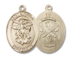 St Michael National Guard Medal - 14kt Gold Oval Pendant 3 Sizes St Michael National Guard Medal - 14kt Gold Oval Pendant 3 Sizes