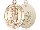 St. Christopher Navy Medal - 14kt Gold Oval Pendant (2 Sizes) St. Christopher Navy Medal - 14kt Gold Oval Pendant (2 Sizes)