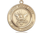 St. Michael Navy Medal - 14kt Gold Round Pendant (2 Sizes)