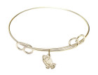 Praying Hands Double Loop Bangle Bracelet - Gold-Filled Charm
