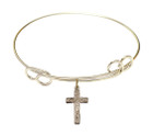 Crucifix Double Loop Bangle Bracelet - Gold-Filled Charm 0672GF