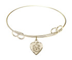 Heart - Communion Double Loop Bangle Bracelet - Gold-Filled Charm