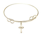 Cross Double Loop Bangle Bracelet - Gold-Filled Charm 2525GF