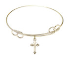Cross Double Loop Bangle Bracelet - Gold-Filled Charm 2531GF