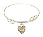 Confirmation Heart Double Loop Bangle Bracelet - Gold-Filled Charm