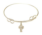 Celtic Cross Double Loop Bangle Bracelet - Gold-Filled Charm