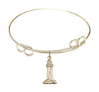 Lighthouse Double Loop Bangle Bracelet - Gold-Filled Charm