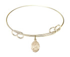 St Elizabeth of Hungary Double Loop Bangle Bracelet - Gold-Filled Charm 9033GF