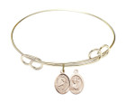 St Christopher - Figure Skating Double Loop Bangle Bracelet - Gold-Filled Charm