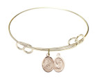 St Christopher - Rodeo Double Loop Bangle Bracelet - Gold-Filled Charm
