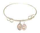 St Christopher - Skiing Double Loop Bangle Bracelet - Gold-Filled Charm