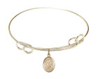 St Therese of Lisieux Double Loop Bangle Bracelet - Gold-Filled Charm 9210GF