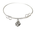 Rosebud Double Loop Bangle Bracelet - Sterling Silver Charm