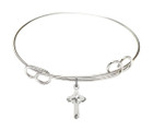 Cross Double Loop Bangle Bracelet - Sterling Silver Charm 2525SS