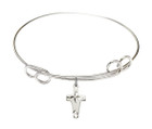 Cross Double Loop Bangle Bracelet - Sterling Silver Charm 2527SS