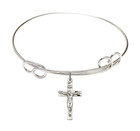 Heart and Chalice Double Loop Bangle Bracelet - Gold-Filled/Sterling Silver Charm B Heart and Chalice Double Loop Bangle Bracelet - Gold-Filled/Sterling Silver Charm B