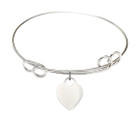 Heart Double Loop Bangle Bracelet - Sterling Silver Charm
