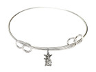 Littlest Angel Double Loop Bangle Bracelet - Sterling Silver Charm