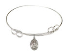 St Francis of Assisi Double Loop Bangle Bracelet - Sterling Silver Charm 9036SS St Francis of Assisi Double Loop Bangle Bracelet - Sterling Silver Charm 9036SS