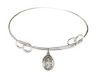 St Joseph Double Loop Bangle Bracelet - Sterling Silver Charm 9058SS