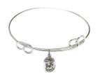 St Michael The Archangel Double Loop Bangle Bracelet - Sterling Silver Charm 9076SS
