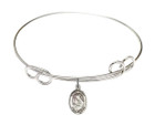 St Rose of Lima Double Loop Bangle Bracelet - Sterling Silver Charm 9095SS