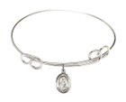 St Agnes of Rome Double Loop Bangle Bracelet - Sterling Silver Charm 9128SS