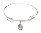 St Christopher - Lacrosse Double Loop Bangle Bracelet - Sterling Silver Charm