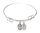 St John Paul II Double Loop Bangle Bracelet - Sterling Silver Charm
