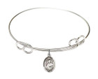 St Pius X Double Loop Bangle Bracelet - Sterling Silver Charm 9305SS
