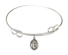 St Kenneth Double Loop Bangle Bracelet - Sterling Silver Charm 9332SS