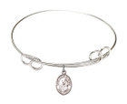 St Jacob of Nisibis Double Loop Bangle Bracelet - Sterling Silver Charm 9392SS