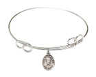 St Damien of Molokai Double Loop Bangle Bracelet - Sterling Silver Charm 9412SS
