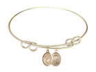 St Christopher - National Guard Double Loop Bangle Bracelet - Gold-Filled Charm
