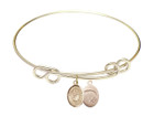 St Christopher - Paratroopers Double Loop Bangle Bracelet - Gold-Filled Charm