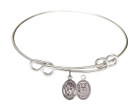 St Christopher - Air Force Double Loop Bangle Bracelet - Sterling Silver Charm
