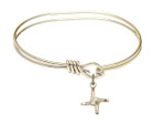 St Brigid Cross Eye Hook Bangle Bracelet - Gold-Filled Charm 0291GF