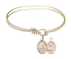 St Christopher - Track And Field Eye Hook Bangle Bracelet - Gold-Filled Charm 9149GF St Christopher - Track And Field Eye Hook Bangle Bracelet - Gold-Filled Charm 9149GF