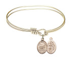 St Sebastian - Swimming Eye Hook Bangle Bracelet - Gold-Filled Charm 9167GF