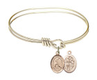 St Sebastian - Softball Eye Hook Bangle Bracelet - Gold-Filled Charm 9183GF