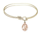 St Margaret Mary Alacoque Eye Hook Bangle Bracelet - Gold-Filled Charm 9420GF