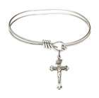 Crucifix Eye Hook Bangle Bracelet - Sterling Silver Charm 0669SS