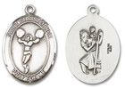 St Christopher Cheerleading Medal - Sterling Silver Oval Pendant 2 Sizes