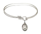 St Frances Cabrini Eye Hook Bangle Bracelet - Sterling Silver Charm 9011SS