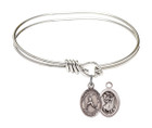 St Christopher - Baseball Eye Hook Bangle Bracelet - Sterling Silver Charm 9150SS