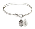 Our Lady of Mount Carmel Eye Hook Bangle Bracelet - Sterling Silver Charm 9243SS Our Lady of Mount Carmel Eye Hook Bangle Bracelet - Sterling Silver Charm 9243SS