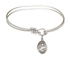 St Pius X Eye Hook Bangle Bracelet - Sterling Silver Charm 9305SS