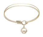 Claddagh Round Eye Hook Bangle Bracelet - Gold-Filled Charm - 6.25 Inch 4113GF